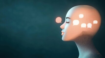 Poster - A conceptual representation of a human head made up of digital elements, symbolizing thought and creativity.