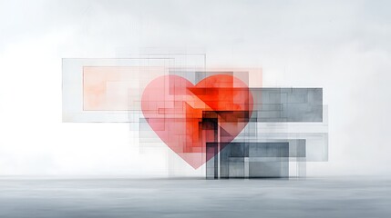 Aufkleber - Abstract heart design with geometric shapes