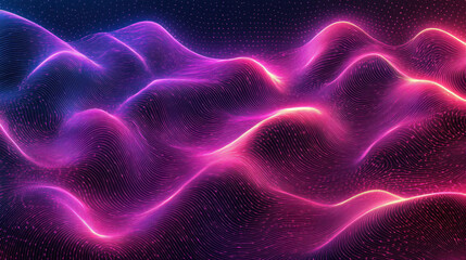 Wall Mural - abstract neon purple pink glowing waves background