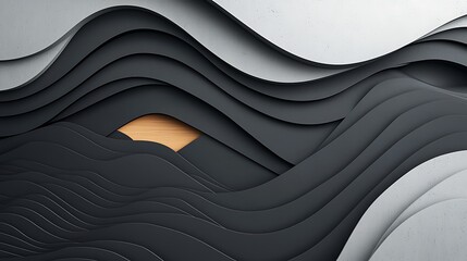 Poster - Abstract layered wavy design with a recessed panel