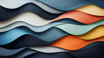 Poster - Abstract layered wavy shapes in various colors
