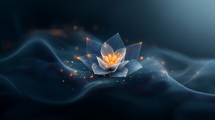 Poster - Abstract lotus flower in dark background