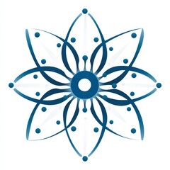 Poster - Elegant Blue Geometric Star with Circular Ornaments on a Clean White Canvas, Illustrating Precision and Modern Design.