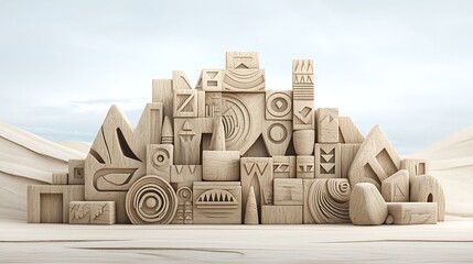 Poster - Abstract wooden city scape