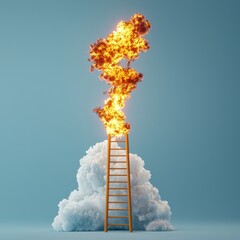 Poster - A burning gas flare shaped into an upward-trending price chart.