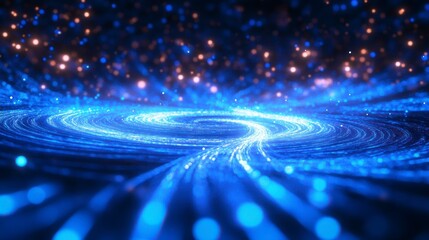 Aufkleber - Abstract swirling blue light trails and bokeh.