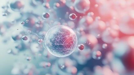 Poster - Abstract Concept of a Transparent Sphere with Floating Bubbles
