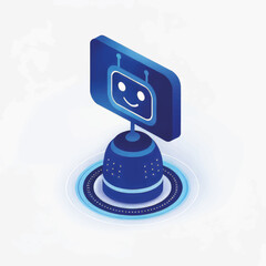 Poster - Friendly robot character with a smile in a modern digital style  