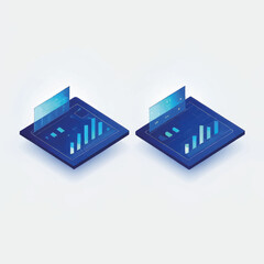 Poster - Digital data charts displayed on screens in a modern style  