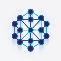 Poster - Abstract geometric network design in blue and dark blue tones  