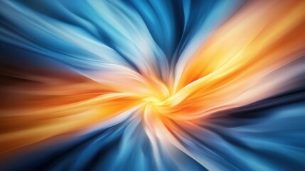 Fototapete - Abstract swirling vortex of vibrant blue and orange hues radiating outward from a central point creating a mesmerizing visual explosion of color