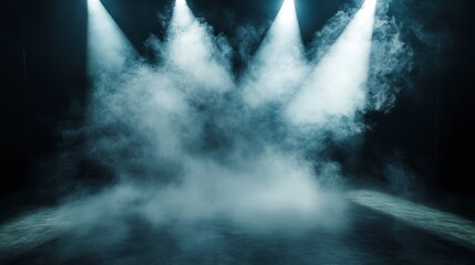Poster - Three spotlights illuminate smoky dark stage.