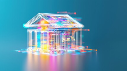 Poster - A conceptual visual of the future of banking in holographic colors