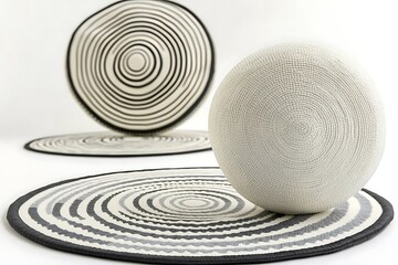 Poster - Striking Composition: Modern Circular Designs on White Background, Artistic Presentation