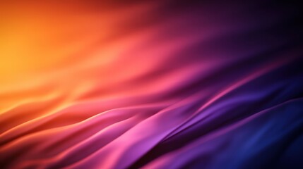 Fototapete - Abstract image of luminous flowing fabric draped in deep purple, pink, and orange hues, enhanced by an unseen light source creating stunning effects