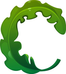 Fototapete - Cartoon underwater font seaweed letter C. Sea wildlife seaweed English alphabet symbol, ocean nature isolated vector latin font letter or aquatic life plant ABC typeset element