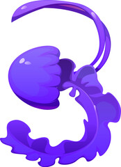 Fototapete - Cartoon underwater font jellyfish digit 3 three. Underwater creature mathematics typeface digit, ocean nature isolated vector font numeral symbol, sea life animal typeset figure or number