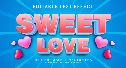Poster - sweet love 3d vector text effect with modern style design