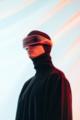 Poster - cybercore portrait against blurred minimalistic background