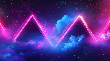 Wall Mural - abstract neon triangles in space