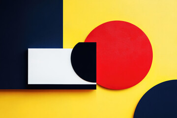 Poster - An arrangement of vibrant geometric shapes set against a bright background emphasizing modern art and design concepts.