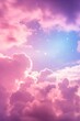 Dreamy cloudscape with pink and blue hues. Aerial view of fluffy clouds, soft pastel colors, peaceful and serene.
