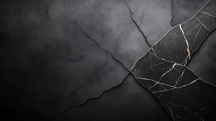 Aufkleber - Dark grey cracked stone with gold veins