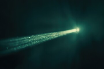Wall Mural - abstract teal light beam, glowing particles, dark background, futuristic design