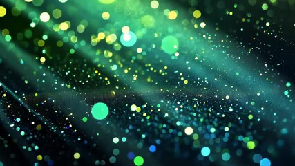 Poster - Colorful light particles dance across a dark background, creating a mesmerizing visual display of twinkling effects in a mesmerizing atmosphere
