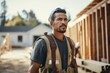 © CojanAI - Portrait of a Hispanic construction worker on building house in USA