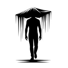 Man under dripping waste silhouette as symbol of pollution