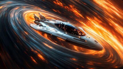 Wall Mural - A futuristic city on the edge of a black hole, with its towers glowing from the intense light 