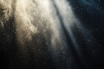 Wall Mural - abstract gold dust particles and light rays on black background