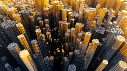 Poster - Exploring the intricate patterns of metallic structures in a vivid 3D landscape