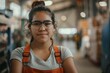© CojanAI - Portrait of a young adult Hispanic female assembly line worker