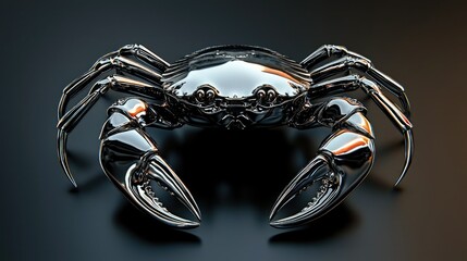 Aufkleber - A 3D-rendered crab icon with a shiny, metallic finish for a futuristic look 