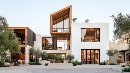 Poster - Modern retail spaces, featuring a mix of contemporary architecture