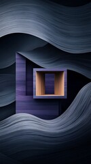 Poster - Modern wooden display niche with flowing drapes
