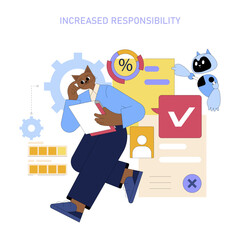 Poster - AI Assistant For Work. Flat Vector Illustration