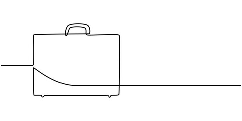 Aufkleber - Suitcase working bag one line art drawing. Continuous outline briefcase office bag for working, briefcase continuous line art drawing, Minimalist continuous one line drawing of business bag pro. 