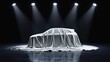 © aznan - Car under a white sheet on display with spotlights