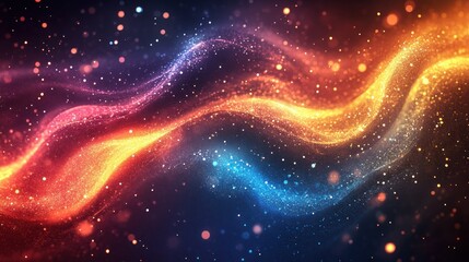 Poster - abstract celestial currents luminous particle streams cosmic energy flow vibrant color gradients ethereal glowing trails dreamlike galaxy background