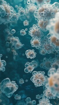 Microscopic Wonders: A mesmerizing close-up of cells or organic structures, revealing intricate details and a world unseen by the naked eye. A world of wonder.