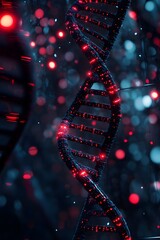 Poster - Abstract Representation of DNA Helix with Red and Blue Lights