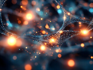 Poster - Abstract glowing network with luminous particles and vibrant colors