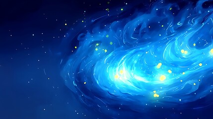 Poster - An abstract depiction of a swirling blue space nebula