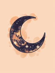 Poster - A large black circular shape dominates the top, symbolizing a celestial body like the moon