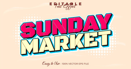Poster - sunday market editable text effect, graphic style collection