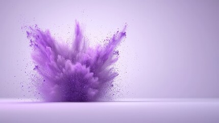 Wall Mural - Dynamic purple powder explosion on gray background,  abstract cloud of color purple