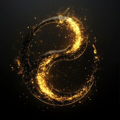 Poster - Golden Yin Yang Energy Flow Abstract Background